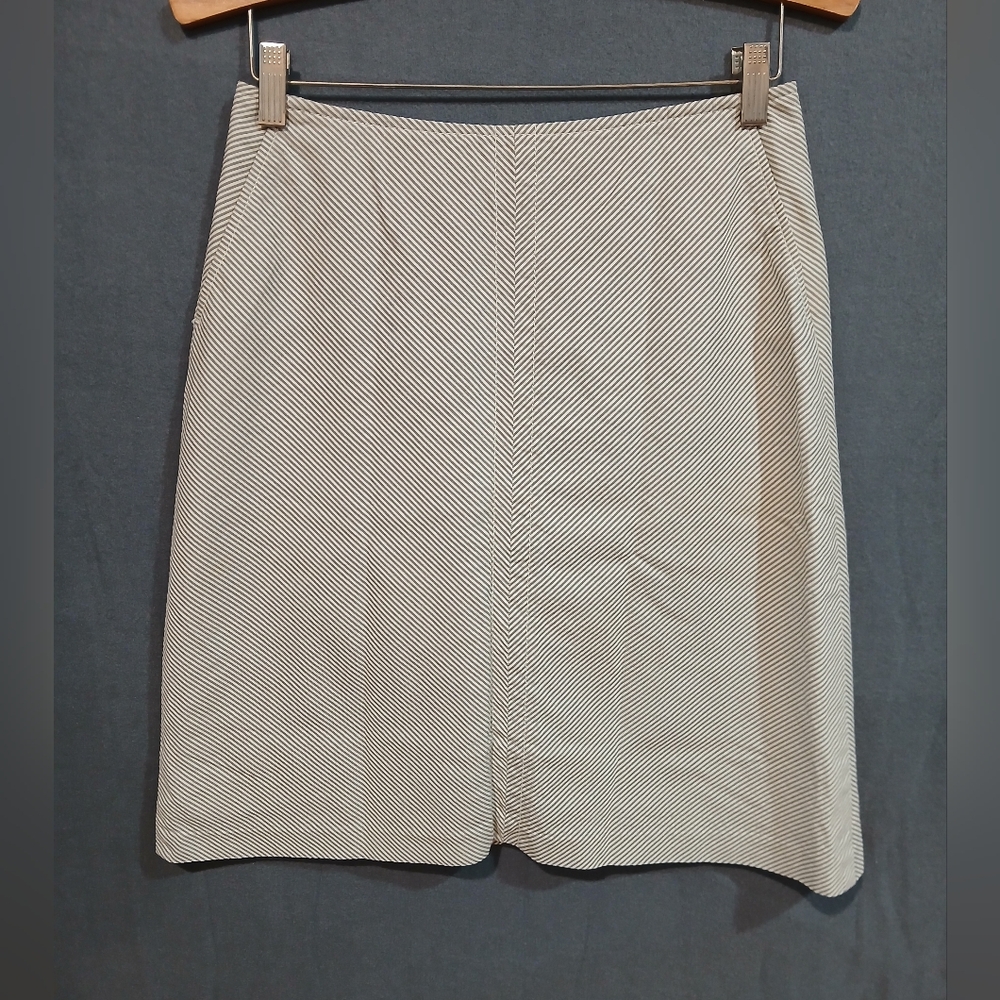 Banana Republic Skirt Womens 0 Beige Blue Stripped Aline Pockets